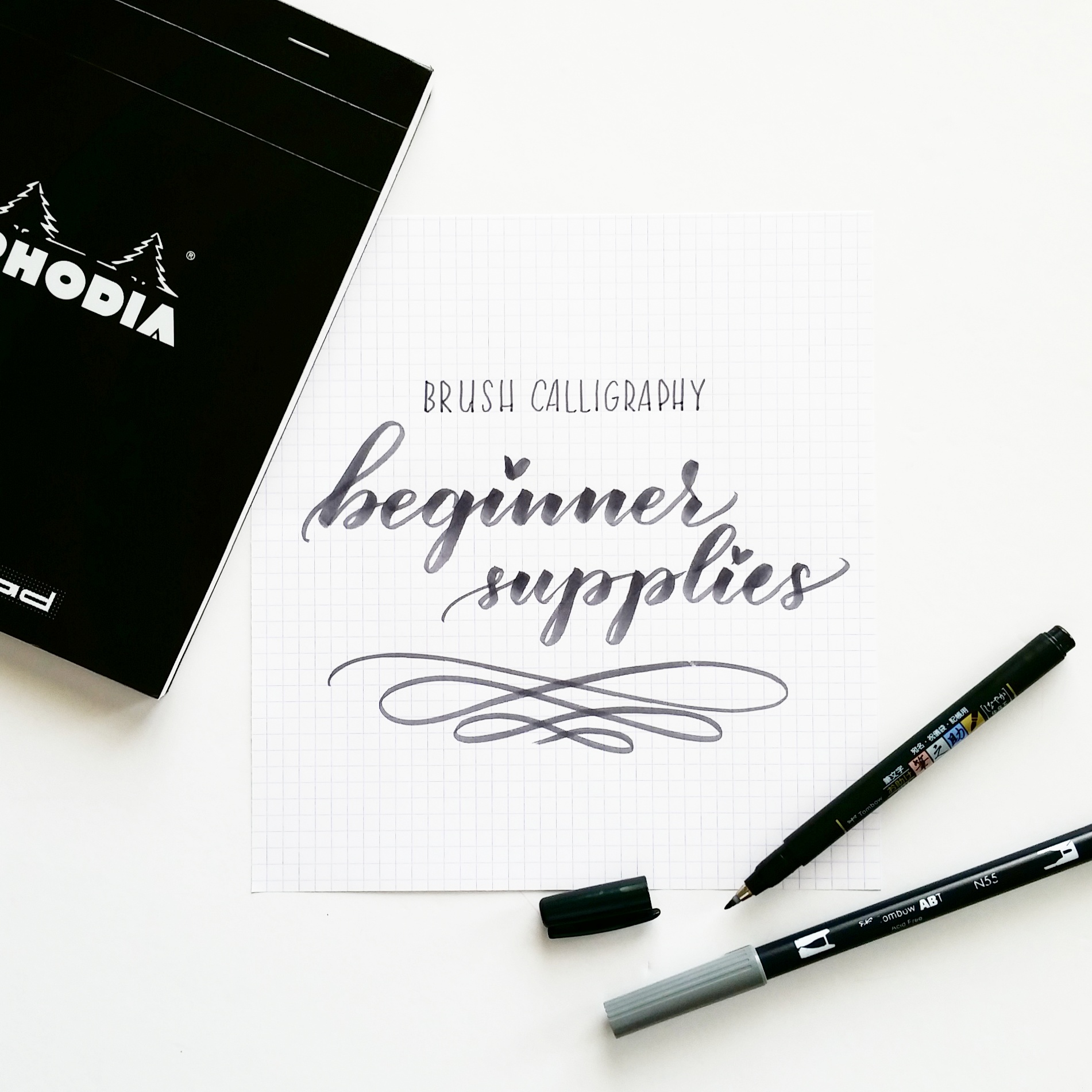 Beginner supplies for brush calligraphy